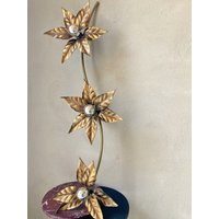 xxl Vintage Willy Daro Goldene Decken-/Wandblumenlampe von TesiDesign