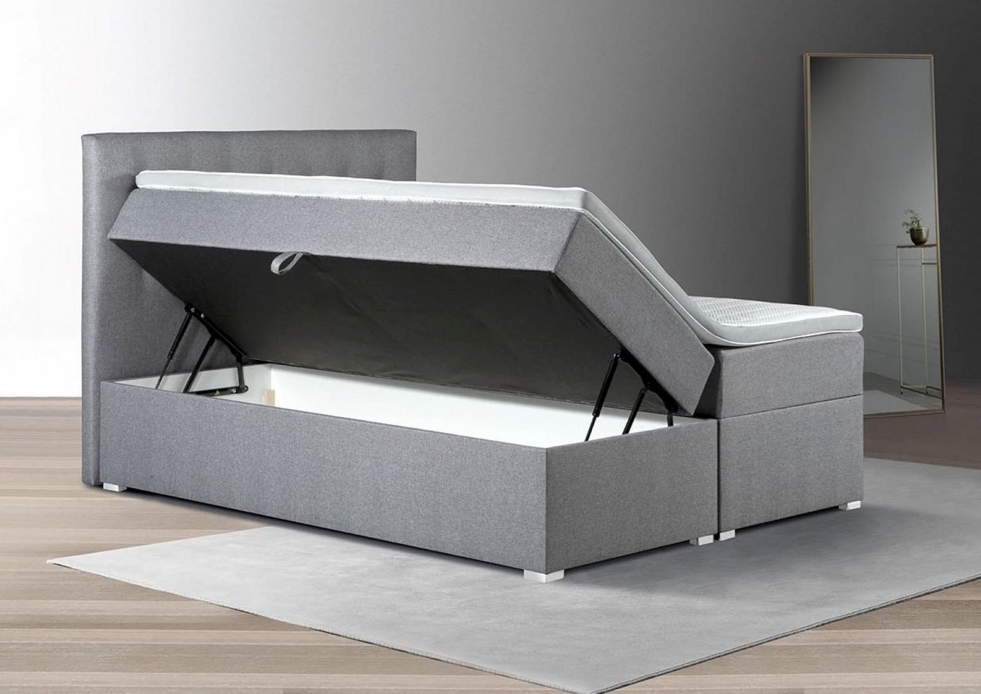 Tesla Dreams Boxspringbett Adler mit bettkasten 1,00 m3, Taschenfederkern-Matratzen, mit Bettkasten und inkl. Topper von Tesla Dreams