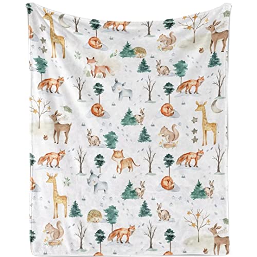 Kuscheldecke Baby Tiere, Weich Dschungel Safari Waldtiere Babydecke für Mädchen Jungen, Kuscheldecke Flauschig Waldtiere Decke Fleecedecke für Baby Neugeboren Kinder Geburtstagsgeschenke 76x100 cm von Teslite