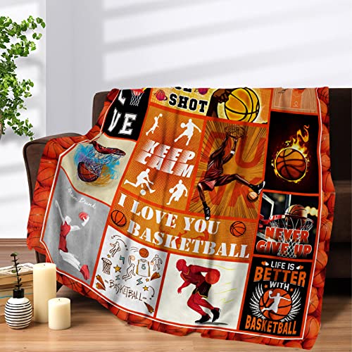 Kuscheldecke Flauschig Decke, Basketball Flanell Fleecedecke Weich Wohndecke Überwurfdecke für Junge mädchen Geschenk, Flauschige Warm Plüschdecke Decke für Teenager Sofa Couch Bett Deko- 130x150 cm von Teslite