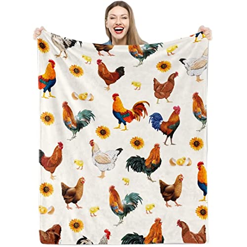 Kuscheldecke Flauschig Huhn Kinder Weich Warm Hühner Flauschige Decke Henne Flanell Fleecedecke Decken Plüsch Kuscheldecke Hähnchen Legehenne Wohndecke Überwurfdecke für Frau Mädchen Sofa, 130x152 cm von Teslite