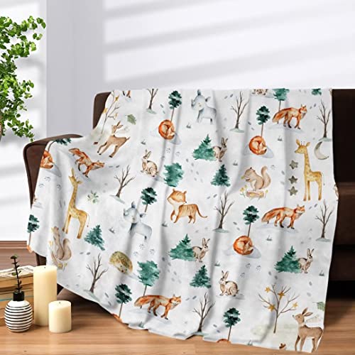 Kuscheldecke Kinder Tiere, Weich Waldtiere Kuscheldecke Flauschig Decke Dschungel Safari Tiere Blanket Flanell Fleecedecke Wohndecke Sofa Waldtiere Überwurfdecke Plüsch für Jungs Couch Sofa 130x152cm von Teslite