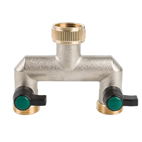 Tesmotor 2-Wege T-Verteiler für Wasserhähne, Messing mit 2 leckagefreien Kugelhähnen von Tesmotor