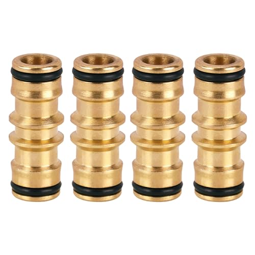Tesmotor 4 Pcs Messing Doppelstecker Gartenschlauch Schlauchverbinder, Messing Doppelstecker Verbinder Für Schlauchbewässerungsgeräte von Tesmotor