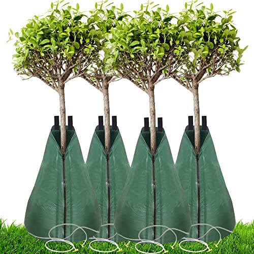 Tesmotor Bewässerungsbeutel für Bäume mit langsamer Abgabe, 75 Liter Einstellbar Baumbewässerungssack PVC-Gießbeutel für langsam freisetzende Pflanzen 4 Pack von Tesmotor