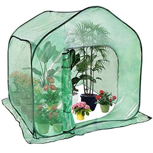 Tesmotor gewächshaus überwinterungszelt für Pflanzen, Pop-Up Gewächshaus mit aufrollbaren, Überwinterungszelt Indoor Outdoor Blumentopf-Abdeckung 150x150x150CM von Tesmotor