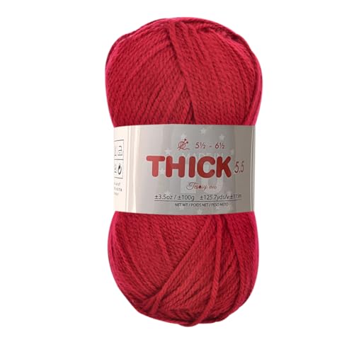 100g Dicke Wolle/Dickes Garn zum Stricken Rot 30-100% Acryl-Wollknäuel Premium für Strick- & Häkelgarn Nadelgröße 5(1/2)-6(1/2)(weicher und wollartiger Charakter, pflegeleichtes Strickgarn. von Tesosy