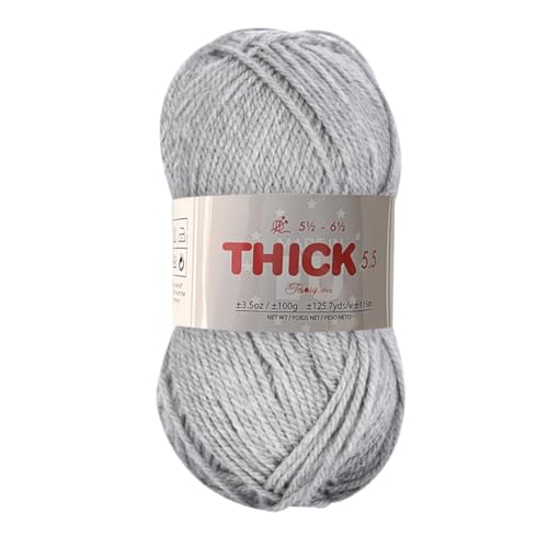 100g Dicke Wolle/Dickes Garn zum Stricken Grau 38 100% Acryl-Wollknäuel Premium für Strick- & Häkelgarn Nadelgröße 5(1/2)-6(1/2)(weicher und wollartiger Charakter, pflegeleichtes Strickgarn. von Tesosy