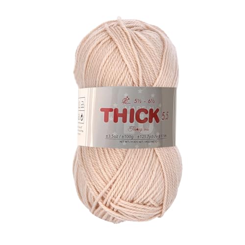 100g Dicke Wolle/Dickes Garn zum Stricken beige 35-100% Acryl-Wollknäuel Premium für Strick- & Häkelgarn Nadelgröße 5(1/2)-6(1/2)(weicher und wollartiger Charakter, pflegeleichtes Strickgarn von Tesosy