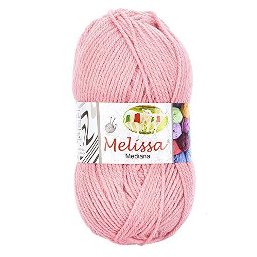 100g Wolle Rosa 49-Tesosy-100% Acryl-Wollknäuel Premium für Strick- & Häkelgarn Nadelgröße 4 (1/2) - 5 (weicher und wollartiger Charakter, pflegeleichtes Strickgarn,Versand aus Deutschland von Tesosy