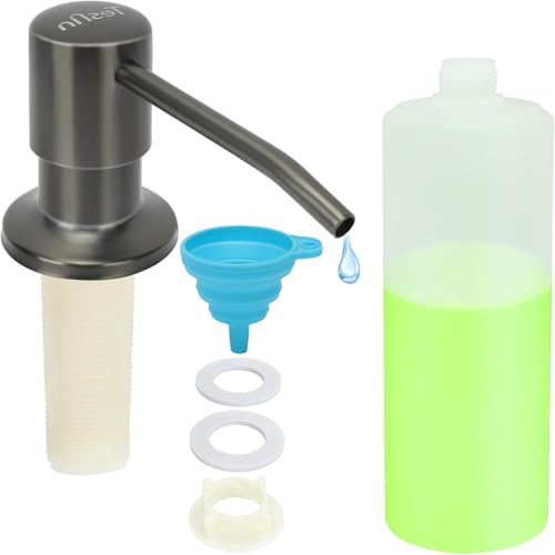Seifenspender für Küchenspüle, eingebauter Seifenspender, Pumpschale, flüssige Arbeitsplatte mit nachfüllbarer Flasche (mattgrau) von Tesrin