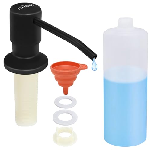 Seifenspender für Küchenspüle, eingebauter Seifenspender, Pumpschale, flüssige Arbeitsplatte mit nachfüllbarer Flasche (mattschwarz) von Tesrin