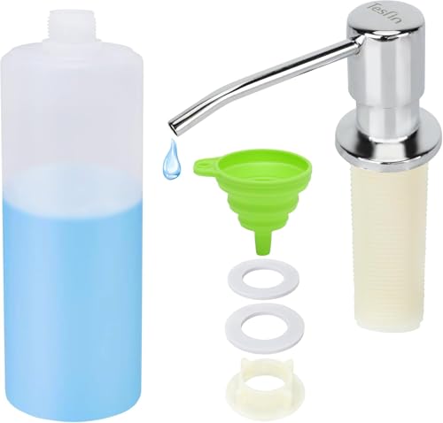 Seifenspender für Küchenspüle, eingebauter Seifenspender, Pumpschale, flüssige Arbeitsplatte mit nachfüllbarer Flasche (verchromt) von Tesrin