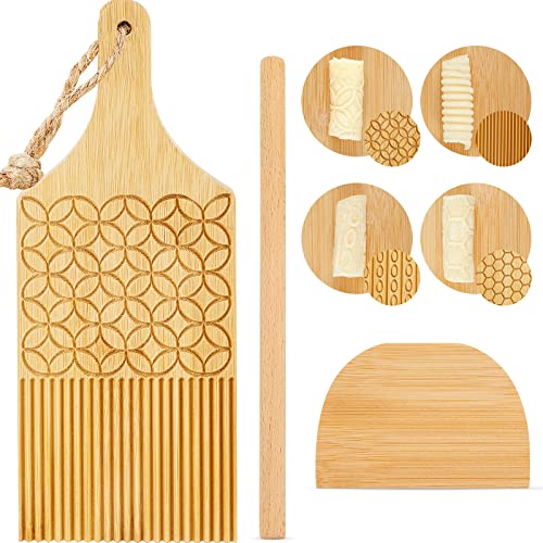 3 Stück Gnocchi Board Garganelli Pasta Board Garganelli Board Gnocchi Pasta Board Set mit Roller und Cutter für Pasta Maker Pasta Board Gnocchi Roller Küche Geschenkideen (zarter Stil) von Tessco for you