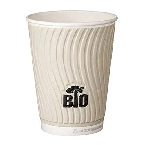 Tessera Bio Products Q530014EGT Doppelwandiger Wasserbasiert Pappbecher mit Geprägter Außenwand, Grey Bio Tree Design, 12oz Kapazität, 90mm Höhe, 25 Stück von Tessera Bio Products