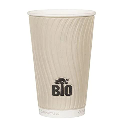 Tessera Bio Products Q530015EGT Doppelwandiger Wasserbasiert Pappbecher mit Geprägter Außenwand, Grey Bio Tree Design, 16oz Kapazität, 90mm Höhe, 25 Stück von Tessera Bio Products