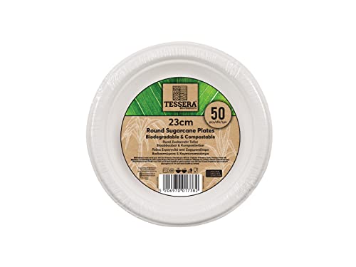 Tessera Bio Products QA128C Zuckerrohrteller, Rund, Weiß, 23cm Durchmesser, 50 Stück Tessera Bio Products QA128C Zuckerrohrteller, Rund, Weiß, 23cm Durchmesser, 50 Stück von Tessera Bio Products