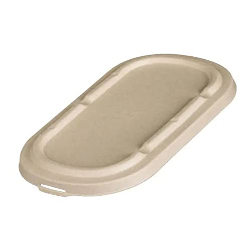 Tessera Bio Products QL8501000 Zuckerrohrdeckel für Mikrowellen-Lebensmittelbehälter Rechteckig 850ml-1000ml, Beige, 50 Stück von Tessera Bio Products