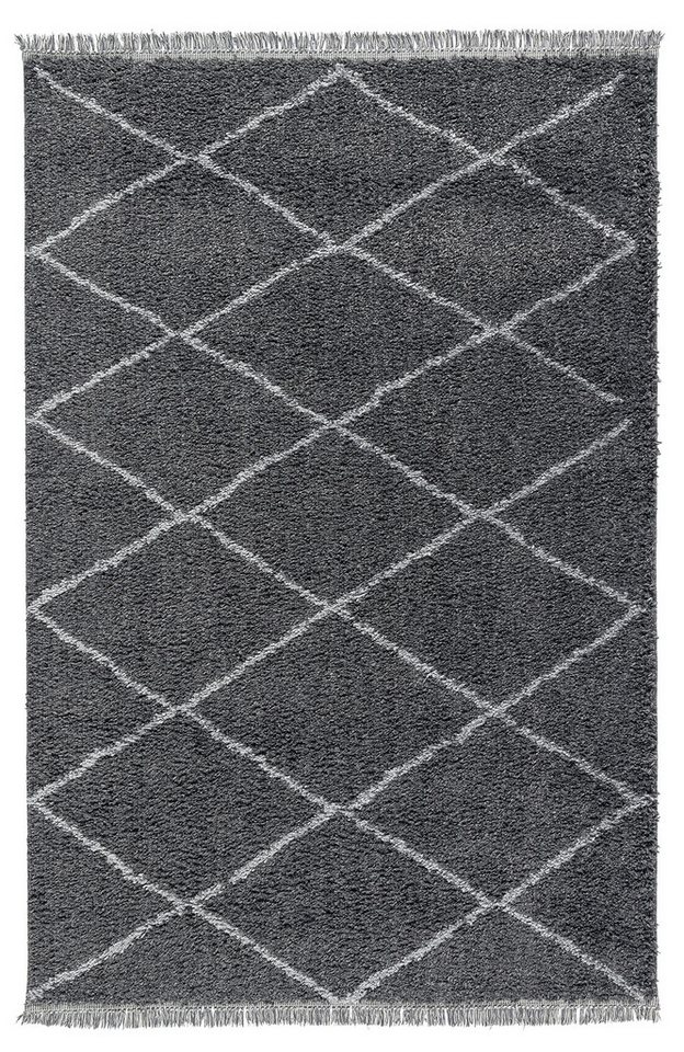 Tesso Living Hochflor-Teppich BLAKE Shaggy Teppich Wohnzimmer Rauten Design, rechteckig, Höhe: 3 mm, Langflor, skandinavisches Design, gemütlich strapazierfähig, langlebig Tesso Living Hochflor-Teppich BLAKE Shaggy Teppich Wohnzimmer Rauten Design, rechteckig, Höhe: 3 mm, Langflor, skandinavisches Design, gemütlich strapazierfähig, langlebig von Tesso Living