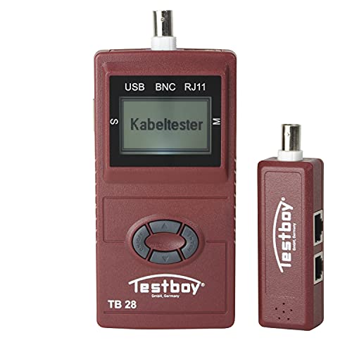 Testboy 28 Netzwerkverdrahtungstester (Mit übersichtlichem LC-Display, kann Kabelformate auf Unterbrechungen, Vertauschungen oder Kurzschlüsse überprüfen, mit Kabellängenmessung), Rot Testboy 28 Netzwerkverdrahtungstester (Mit übersichtlichem LC-Display, kann Kabelformate auf Unterbrechungen, Vertauschungen oder Kurzschlüsse überprüfen, mit Kabellängenmessung), Rot von Testboy