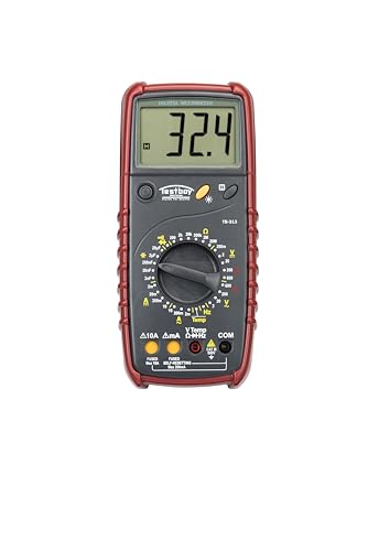 Testboy 313 Digital-Multimeter (automatischer Messbereichsschutz, großes LCD mit Hintergrundbeleuchtung, Temperaturmessung, CAT III 600 V, ABS-Kunststoffgehäuse), Rot/Schwarz von Testboy