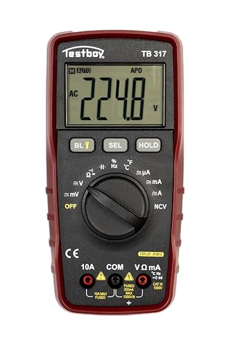 Testboy 317 True RMS Multimeter (misst Effektivwert, Smart Multimeter für Elektroinstallation, Service & Industrie, Messung von Temperatur, Widerstand, Frequenzen bis 10 MHz & Kapazitäten bis 60 mF) von Testboy