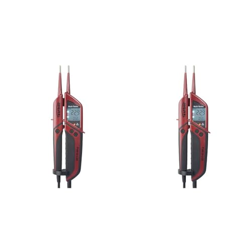 Testboy Profi III LCD Zweipoliger Spannungsprüfer CAT IV 1000 V mit FI-Test (großes beleuchtetes LCD, Einhandbedienung, Prüfung ohne Fingerkontakt), Rot/Schwarz (Packung mit 2) von Testboy