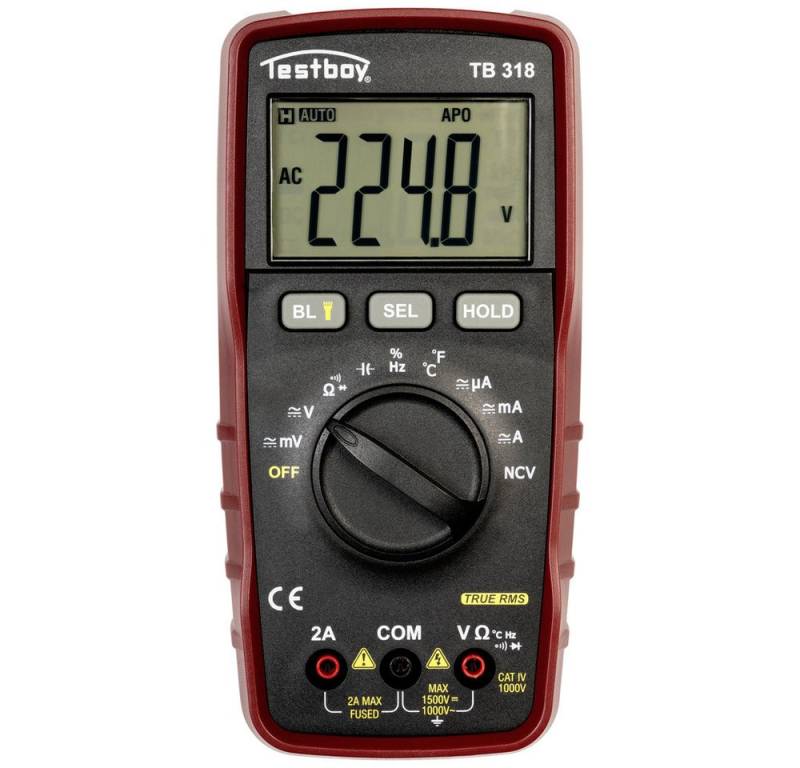 Testboy Spannungsprüfer Testboy TB 318 Hand-Multimeter digital CAT IV 1000 V, (TB 318) von Testboy