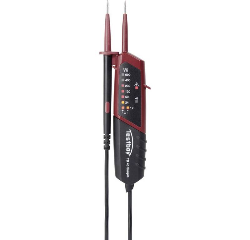 Testboy Spannungsprüfer Testboy Zweipoliger Spannungsprüfer CAT III 600 V Akustik, LED, (TB 40 simple) von Testboy