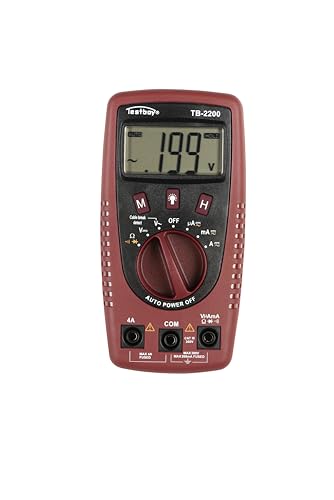 Testboy 2200 Digital-Multimeter mit Kabelbruchdetektor und Ionisationstrommessung (weiße Hochleistungs-LED-Taschenlampe, Auto Range, Data-Hold), Rot/Schwarz von Testboy