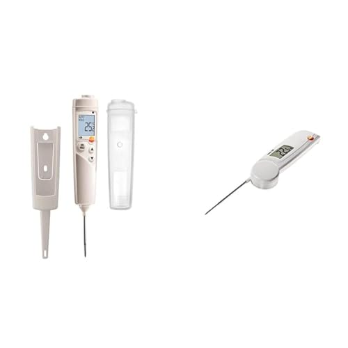 testo - 106 Set - 0563 1063 - Einstechthermometer für zuverlässige Temperaturmessungen & 0560 0103 103 Klapp-Thermometer, Länge 11 cm, klein, Schutzklasse IP55, inklusive Batterien von Testo AG
