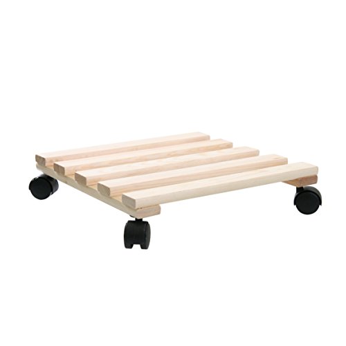 greemotion Pflanzroller in Beige/Holzfarben, robuster Kübelroller aus hochwertigem Buchenholz, rundes Rollbrett fertig montiert, kraftsparender Blumenwagen für einfachen Transport Ø ca. 30 cm von Greemotion