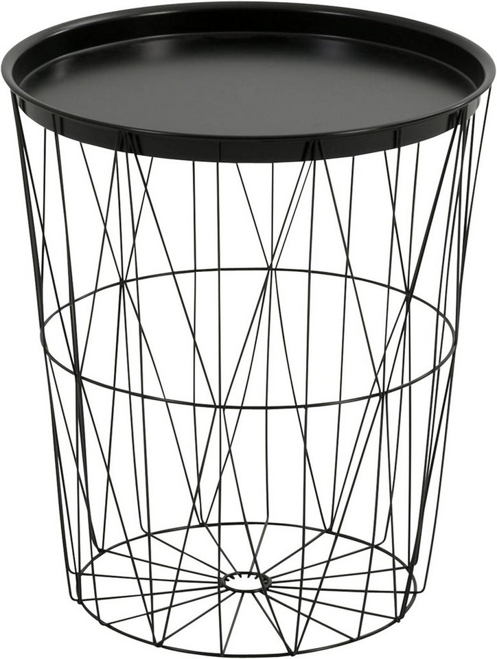 Testrut Tabletttisch Drahtkorb-Tisch mit Tablett Stahl Ø 40cm Höhe 46cm Schwarz (1-St) von Testrut