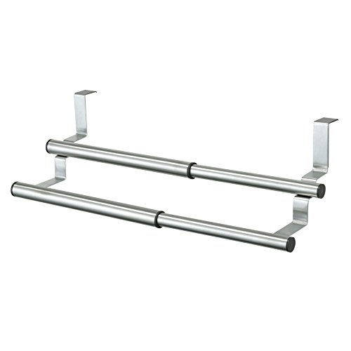TESTRUT Tür-Handtuchstange ausziehbar AX Vorgänger (039270) - Silber - Edelstahl - 25-40 x 17,5 x 12 cm - 2 Halterungen von TESTRUT
