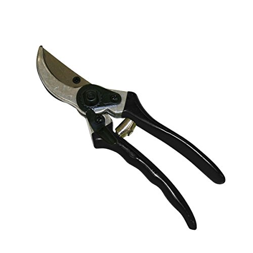 Xclou Bypass Schere in Schwarz, Rebschere mit hochwertiger Karbonstahlklinge, Pflanzenschere mit mit Einhandverriegelung und Leichmetallgriff, Blumenschere mit Zahnsegment Muttierung von Xclou