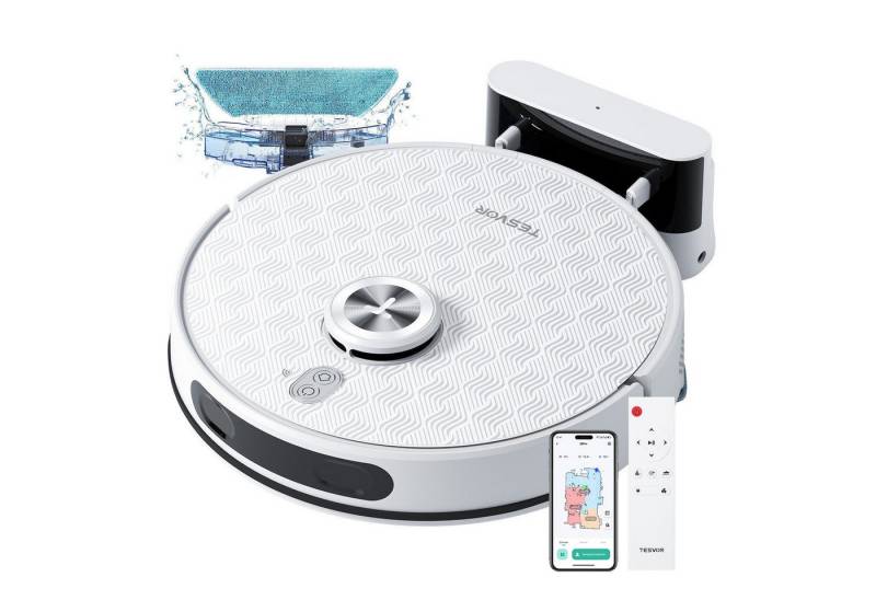 Tesvor Saugroboter 8000Pa mit Wischfunktion Lasernavigation 5100mAh 260min, 220 W, 3-in-1 Staubux und Wassertank, Ultraschall-Teppicherkennungs-Technologie von Tesvor