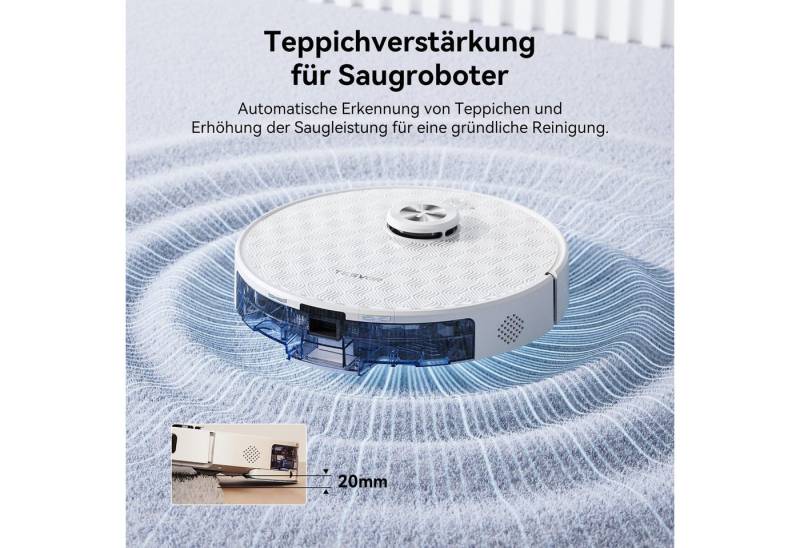 Tesvor Saugroboter 6000Pa mit Wischfunktion Lasernavigation 5200mAh 260min, 600ML Staubbox Beutellos 6000Pa, 260min,4.2kg,Kantenreinigung von Tesvor