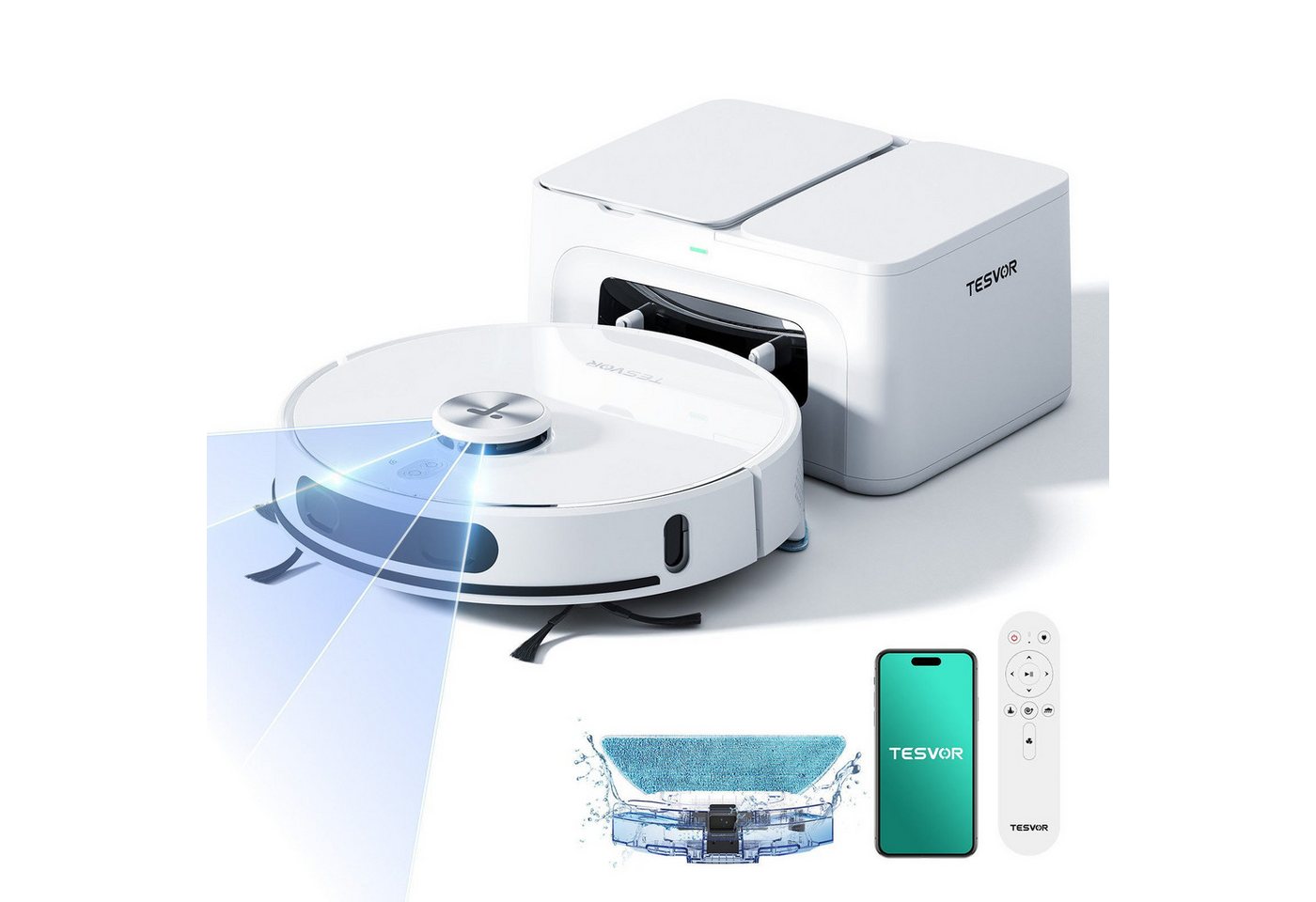 Tesvor Saugroboter 8000Pa mit Wischfunktion Lasernavigation 5100mAh 260min, 5 große 2.5L-Staubbeutel, Mit Absaugstation Mit Staubbox Mit Wassertank Tesvor Saugroboter 8000Pa mit Wischfunktion Lasernavigation 5100mAh 260min, 5 große 2.5L-Staubbeutel, Mit Absaugstation Mit Staubbox Mit Wassertank von Tesvor