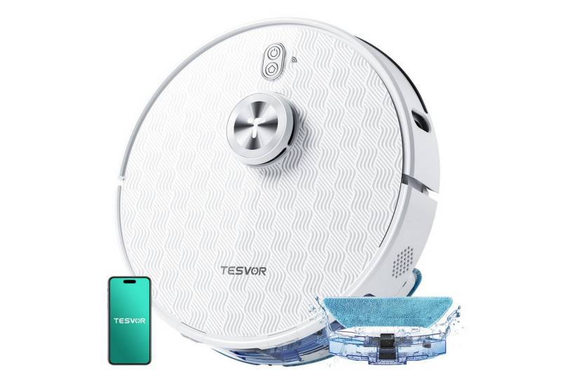 Tesvor Saugroboter S7Pro 260min 6000Pa 5200 mAh Lasernavigation Wischfunktion Staubsauger, 220 W, 3-in-1 Staubux und Wassertank, Ultraschall-Teppicherkennungs-Technologie von Tesvor