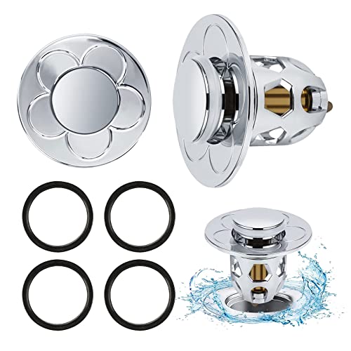 2 Stück Abflussstopfen Waschbecken,Rückprall Kern Push-Typ Waschbeckenstöpsel Abfluss Sieb Universal Pop Up Abflusssieb mit Anti Clogging Sieb für Ablaufgarnitur Waschbecken Küche-Geeignet von Tesyeux