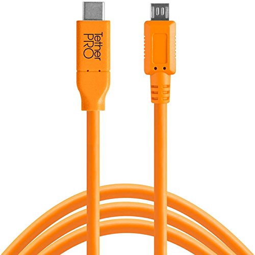 Tether Tools TetherPro 4,6 Meter USB-Datenkabel für USB-C an USB 2.0 Micro-B5 (gerader Stecker/orange) - z.B. zum Anschließen Einer Kamera an EIN Notebook von Tether Tools