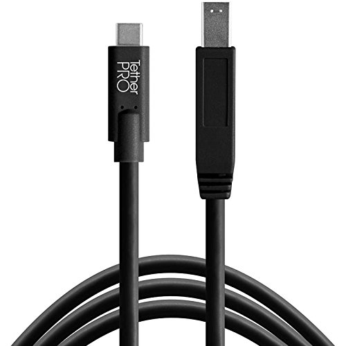 Tether Tools TetherPro 4,6 Meter USB-Datenkabel für USB-C an USB 3.0 Typ B (gerader Stecker/schwarz) - z.B. zum Anschließen Einer Kamera an EIN Notebook von Tether Tools