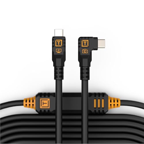 Tether Tools TetherPro Optima Exklusive USB-Datenübertragungskabel, 10 G, 4,6 m, gerade auf rechtwinklig, Schwarz von Tether Tools