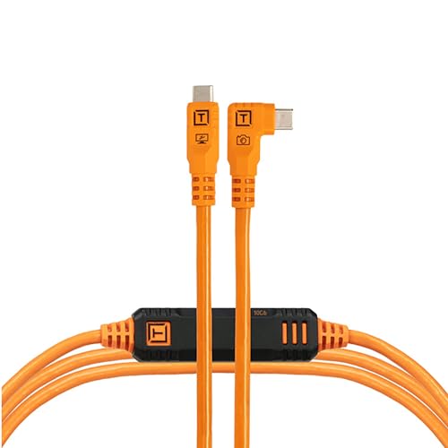 TetherPro Optima 10Gbps Gen 2 USB-C, 4,6 m, gerade nach rechts, hohe Sichtbarkeit, Orange von Tether Tools