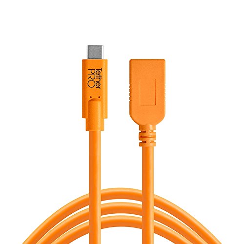 Tether Tools TetherPro USB-C to USB 3.0 Female Adapter - Verlängerungskabel mit USB-3.0-Kupplung und USB-C-Stecker (orange) von Tether Tools
