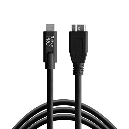 Tether Tools TetherPro USB-Datenkabel für USB-C an USB 3.0 Micro-B - 4,6 m, gerader Stecker (schwarz) von Tether Tools