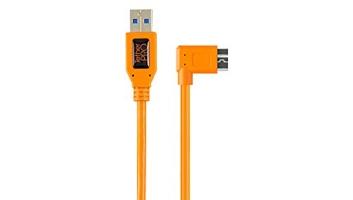 Tether Tools TetherPro rechtwinkliger Adapter USB 3.0 auf USB 3.0 Micro-B 5-poliges Pigtail-Kabel, 50,8 cm, Orange von Tether Tools