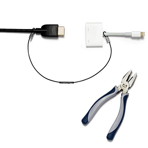 TetherTies Kabel-Haltegurt, Schwarz, 5 Stück, patentierte vormontierte Adaptertethers | Sichern Sie Ihre Computer-Adapter und Mac-Dongles | einfache Installation | kostenlose Crimpzange von TetherTies