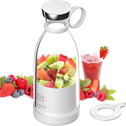 Blender Smoothie Makers, 350ml Tragbarer Mixer Mini Jug Blenders, Multifunktionaler persönlicher Mixer Fresh Juice Mixer Flasche To Go mit USB wiederaufladbar (Weiß) von Tetipa