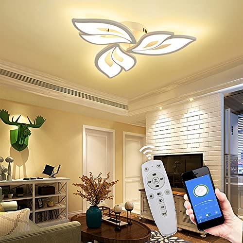 LED Deckenleuchte Dimmbar, 24W-48W Deckenlampe LED Wohnzimmerlampe mit Fernbedienung APP Farbwechsel - Moderne Wohnzimmerlampe Deckenleuchte Energie Sparen Dimming Deckenbeleuchtung Schlafzimmerlampe von Tetipa
